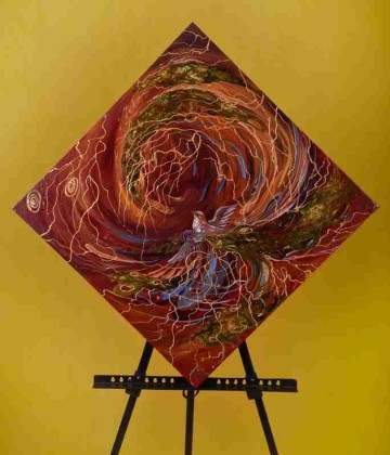 تابلوي مينياتور مرغ رنگین کمان