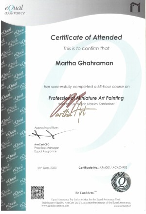 Professional Miniature Art Painting Certificate from eQual