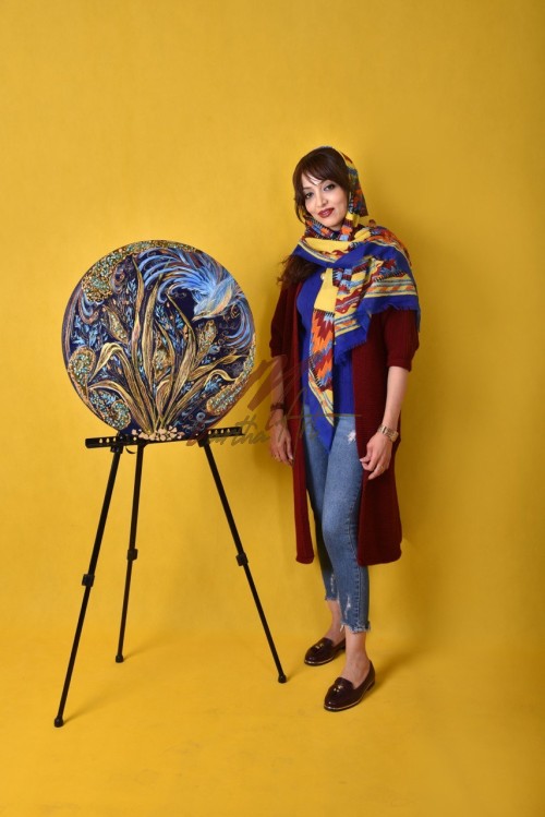 Miniature painting of flower and bird